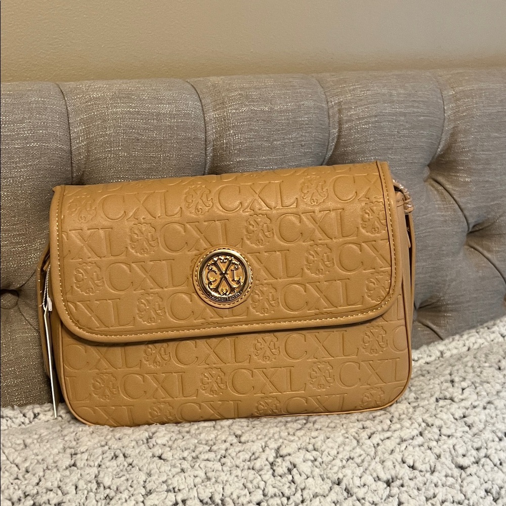 Christian Lacroix Tan Embossed Crossbody Bag. NWT great Christmas gift